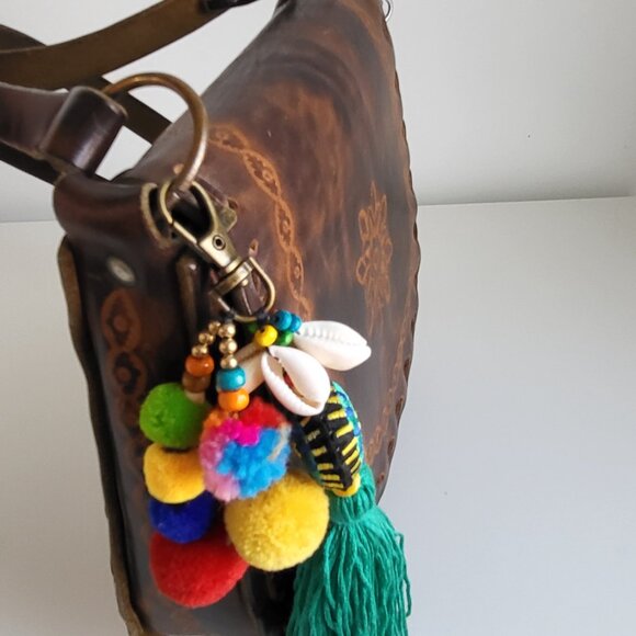 Vintage Hand-Tooled Leather Crossbody Bag + Owl Coin Purse • Boho • Artisan - Picture 3 of 14